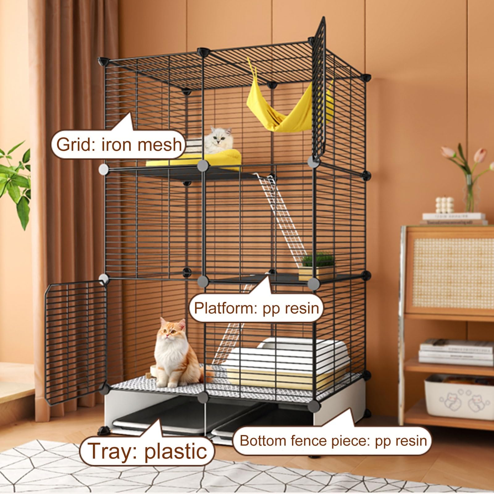 Jaula de metal desmontable para gatos para exteriores, ideal para conejos, chinchillas, ardillas, jaulas de interior disponibles