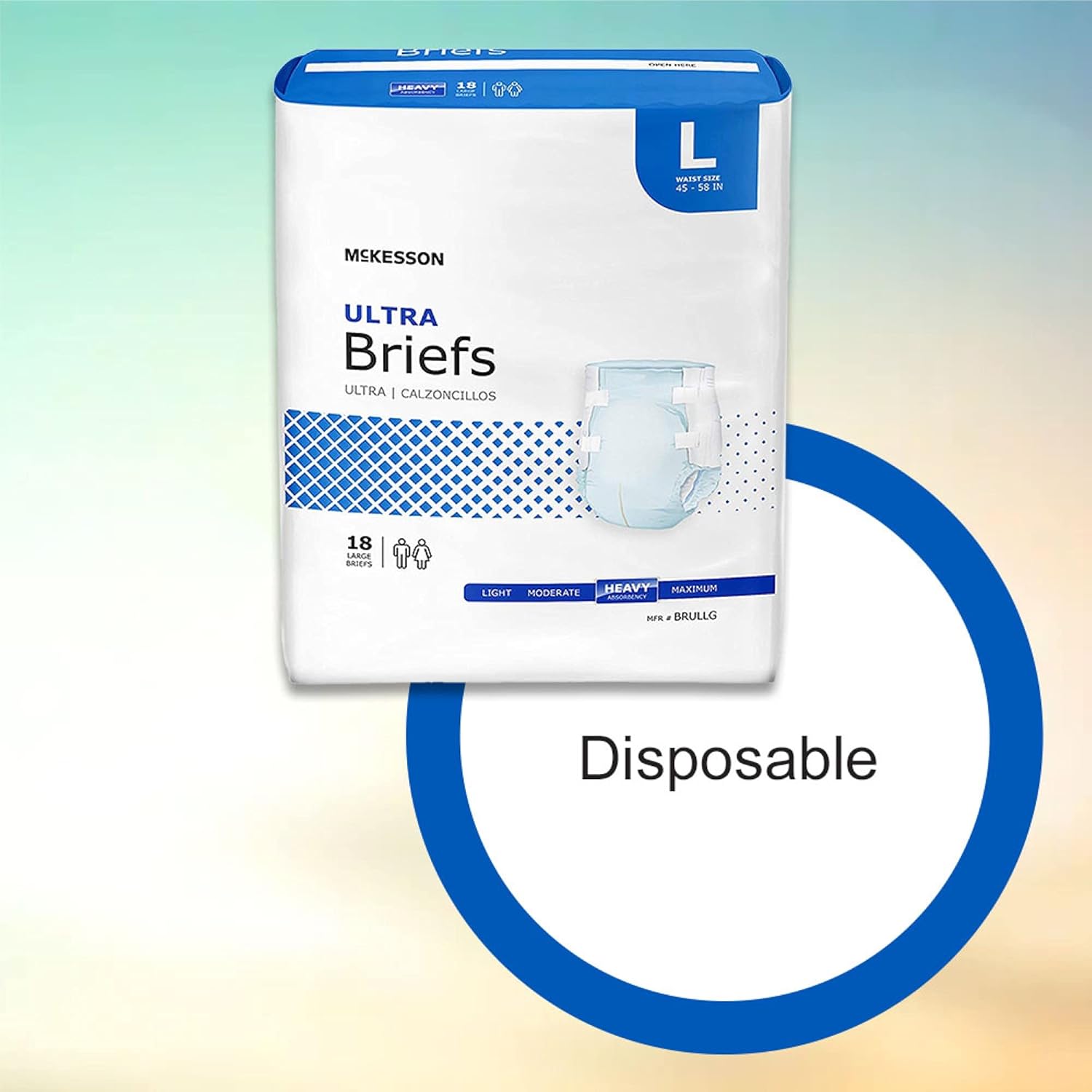 McKesson Ultra Briefs, Incontinence, Heavy Absorbency, Large, 18 Count, 4 Packs, 72 Total : Health & Household
