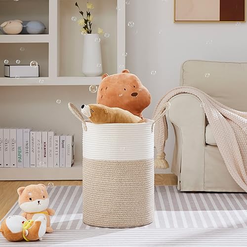 Miniatura 2 de VIPOSCO Cesta de lavandería grande, cesta de almacenamiento de cuerda tejida alta para mantas, juguetes, ropa sucia en la sala de estar, baño,