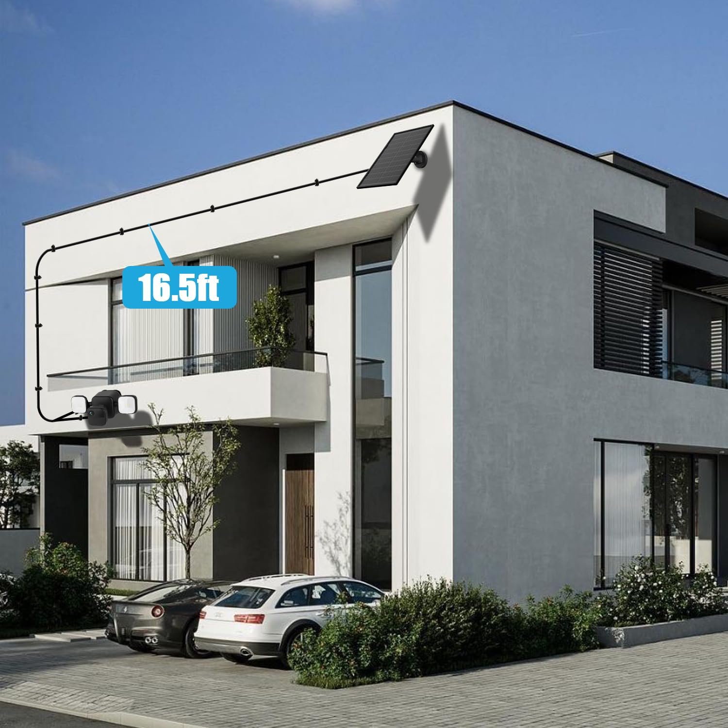 10W Solar Panel for All-New Blink Outdoor 4 /(3rd Gen) Floodlight Camera,16.5Ft/5m Weatherproof Cable Power Your Blink Floodlight Camera Continuously (Floodlight & Cam NOT Included)