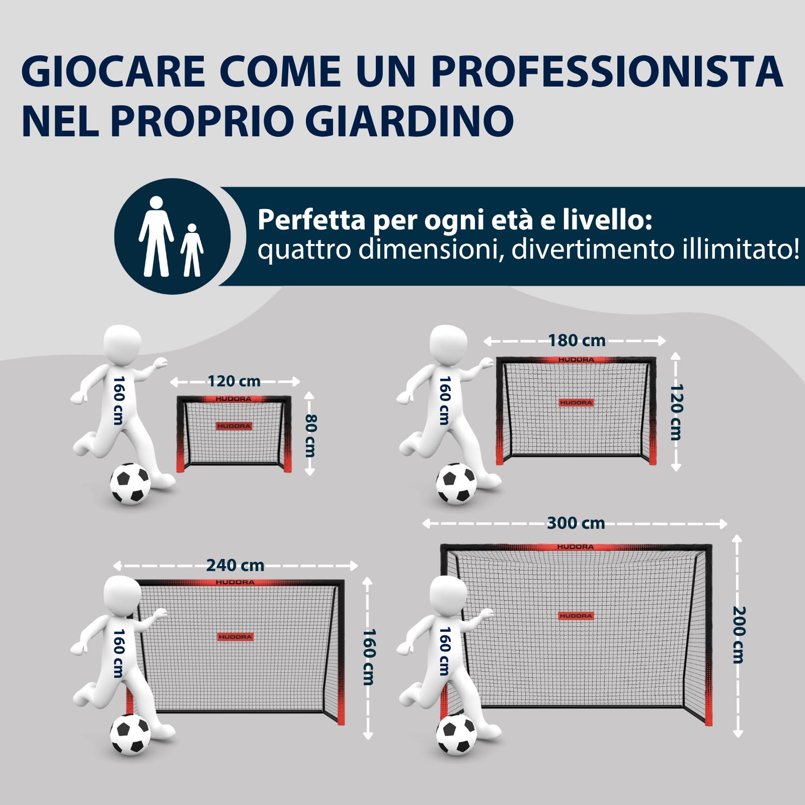 HUDORA Porta da Calcio Pro Tect Advanced – Porta da Calcio all'Aperto con Rete Resistente alle Intemperie per Bambini e Adulti