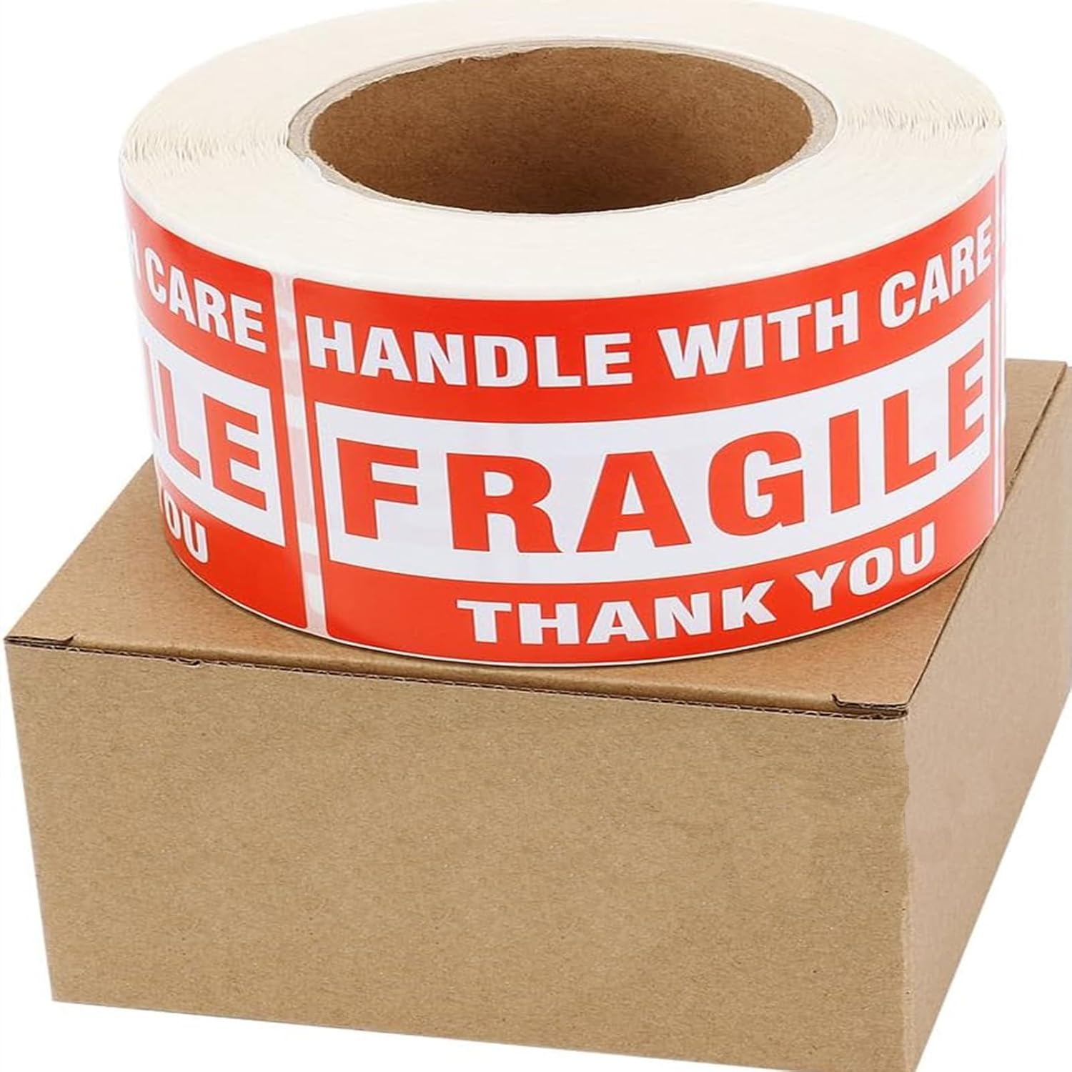 MFLABEL Fragile Stickers 2"x3" - 1000 Handle with Care & Thank You Shipping Labels (2 Rolls of 500) | Self-Adhesive for Boxes, Cartons, Glass | Tear-Resistant, Strong Grip