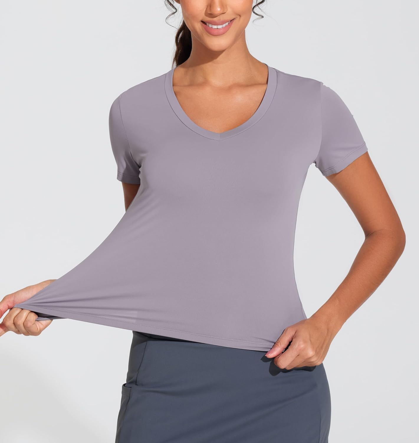 THE GYM PEOPLE Women's V-Neck Crop Workout T-Shirts Slim Fit Basic Short Sleeve Yoga Casual Tee Tops - Image 5