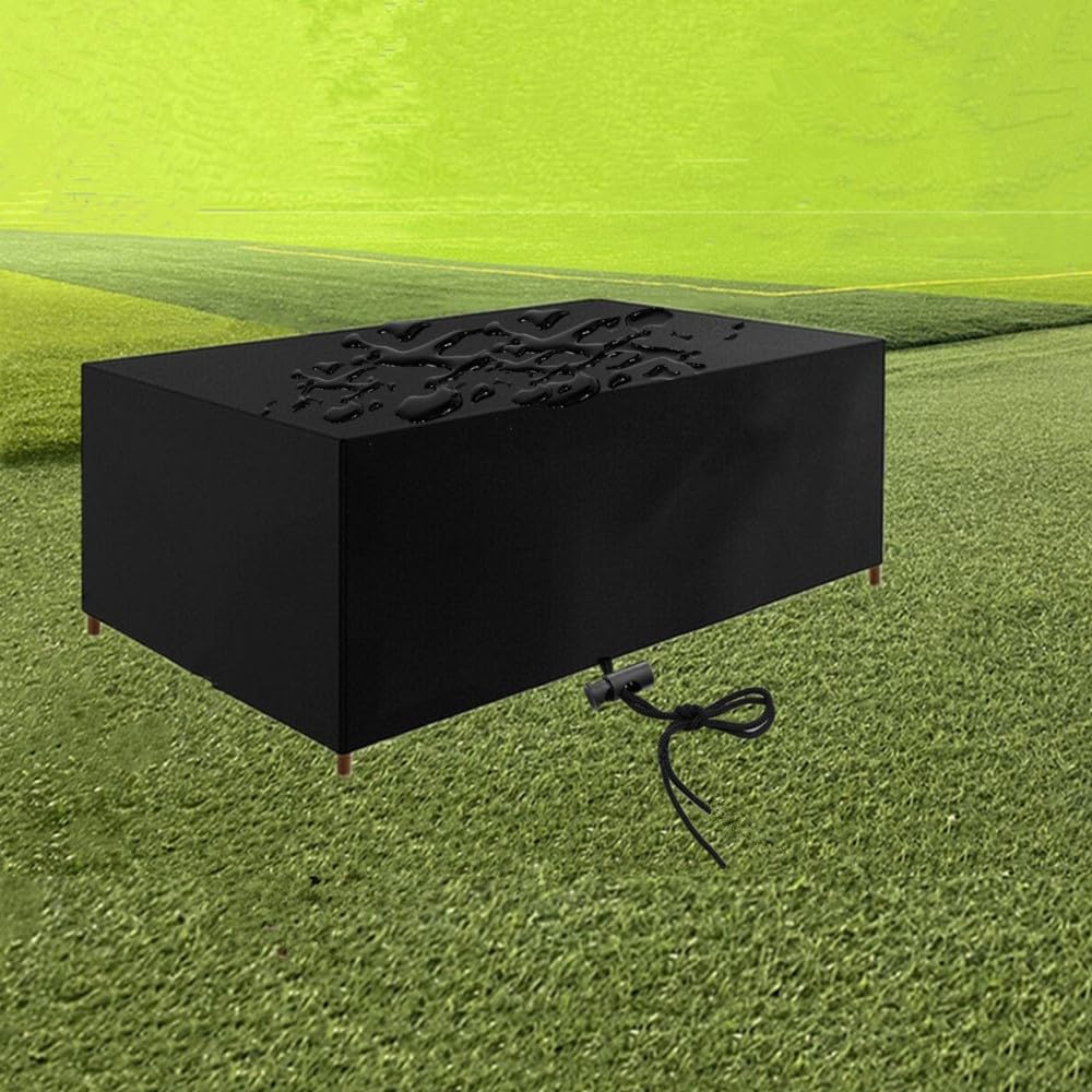 OOOXZO Housse De Protection Table Jardin Rectangulaire 250x120x80cm - Bâche Imperméable Extérieure Anti-UV Coupe-Vent Pour Mobilier Jardin