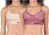 Vista 1 de Reebok Bralette sin costuras para mujer, ligero, suave, elástico, sin costuras, paquete de 2