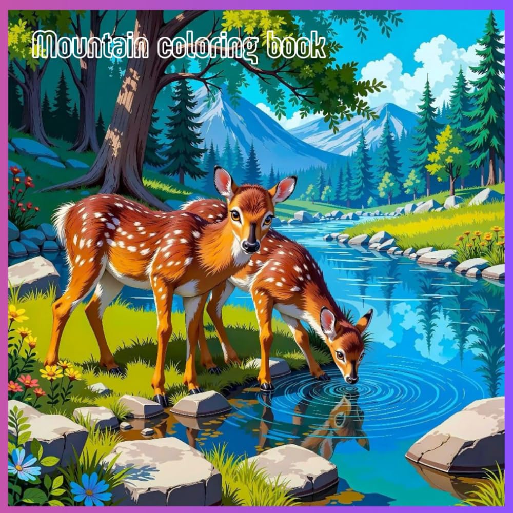 mountain coloring book: Educational mountain coloring pages for children aged 3-14