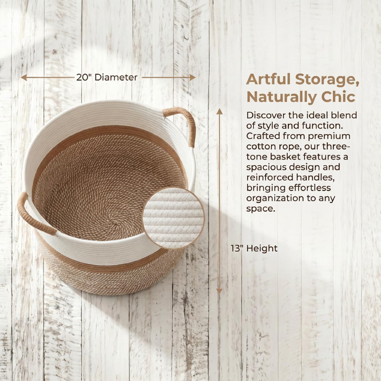 Levede Linen Drawstring Laundry Basket — Warm Beige - Side Angle