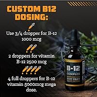 Vista 6 de Gotas sublinguales de vitamina B12. Suplemento dietético líquido de metilcobalamina para una energía constante y aumentada. Las vitaminas B12 son