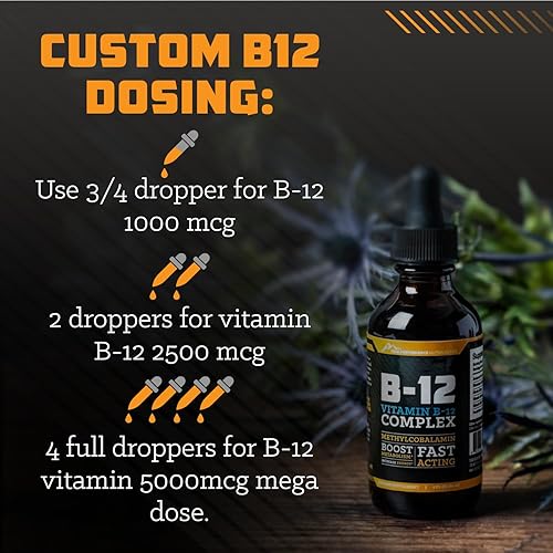 Miniatura 6 de Gotas sublinguales de vitamina B12. Suplemento dietético líquido de metilcobalamina para una energía constante y aumentada. Las vitaminas B12 son