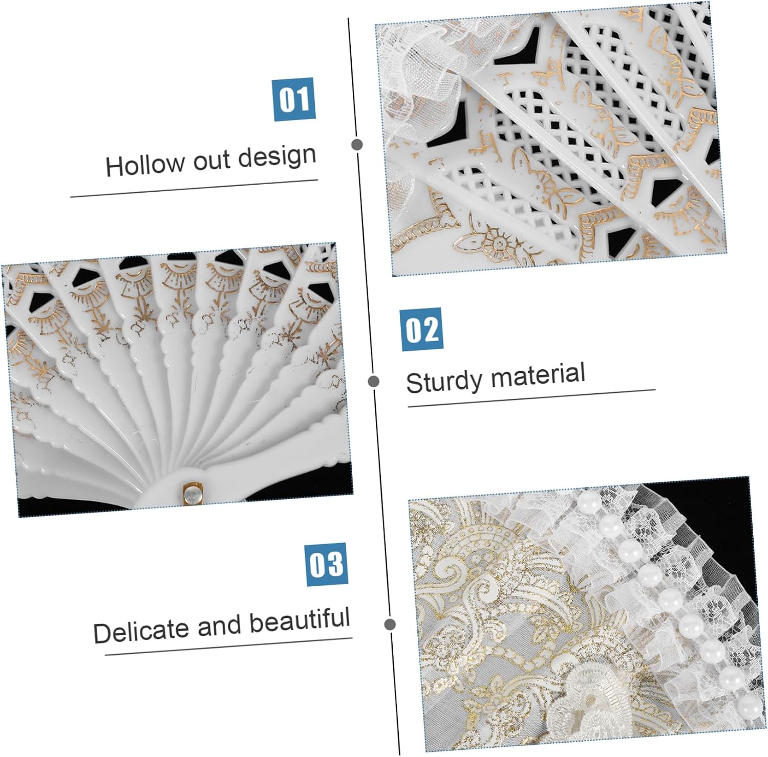 Vintage Lace Pearl Hand Fan for Women Elegant Folding Handheld Fan for Weddings Parties Cosplay and Summer Events Lightweight and Durable Design