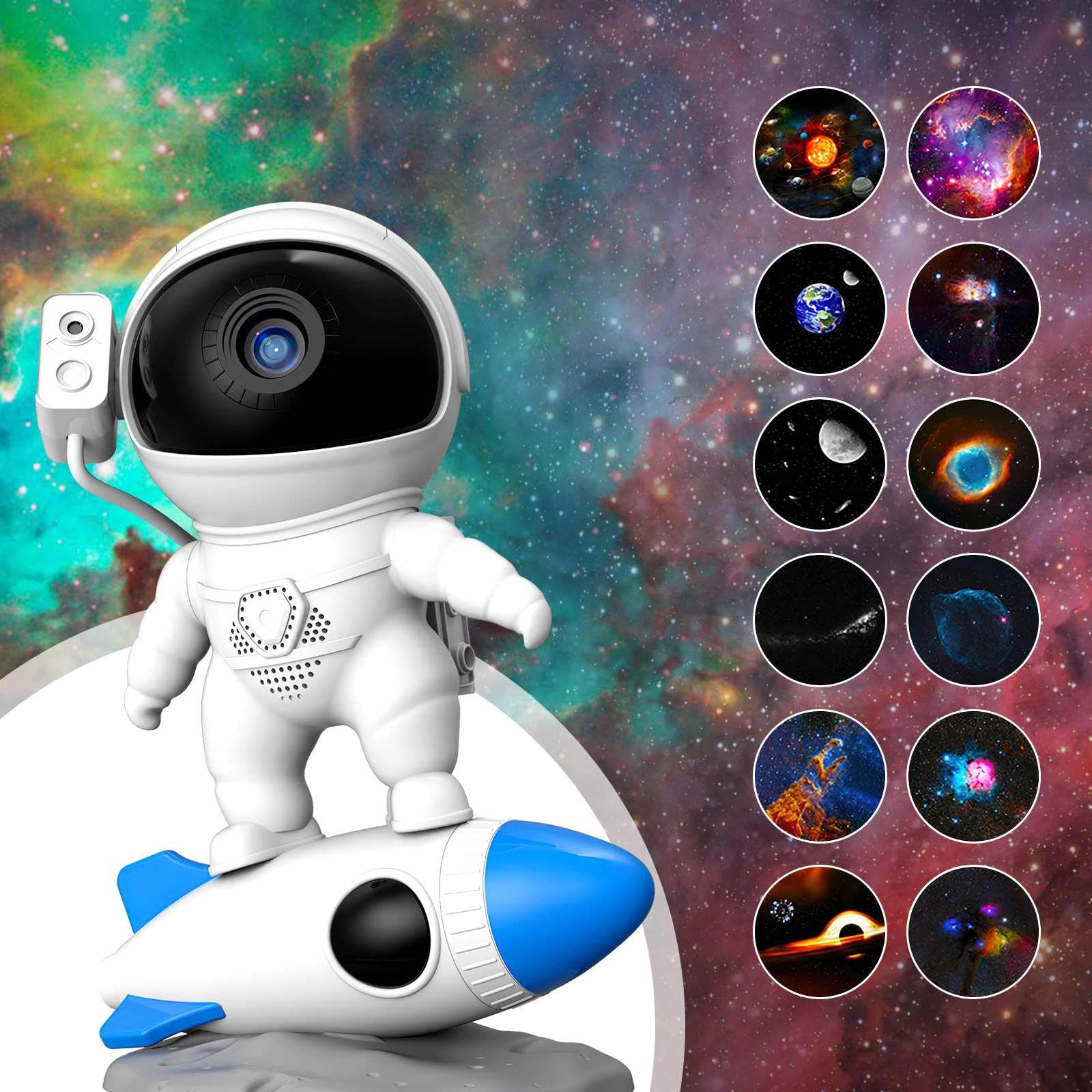 Astronaut Projektor, Sternenhimmel, mit Nachtlicht, Planetarium Projektor, Galaxy Nova Projektor, Astronaut Projektor für Kinder und Erwachsene (Rakete)