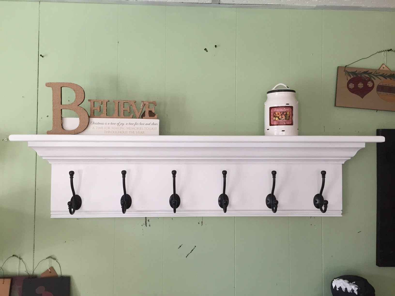 Wall Coat Rack Fancy Mantel Coat Rail 42" with Crown Molding