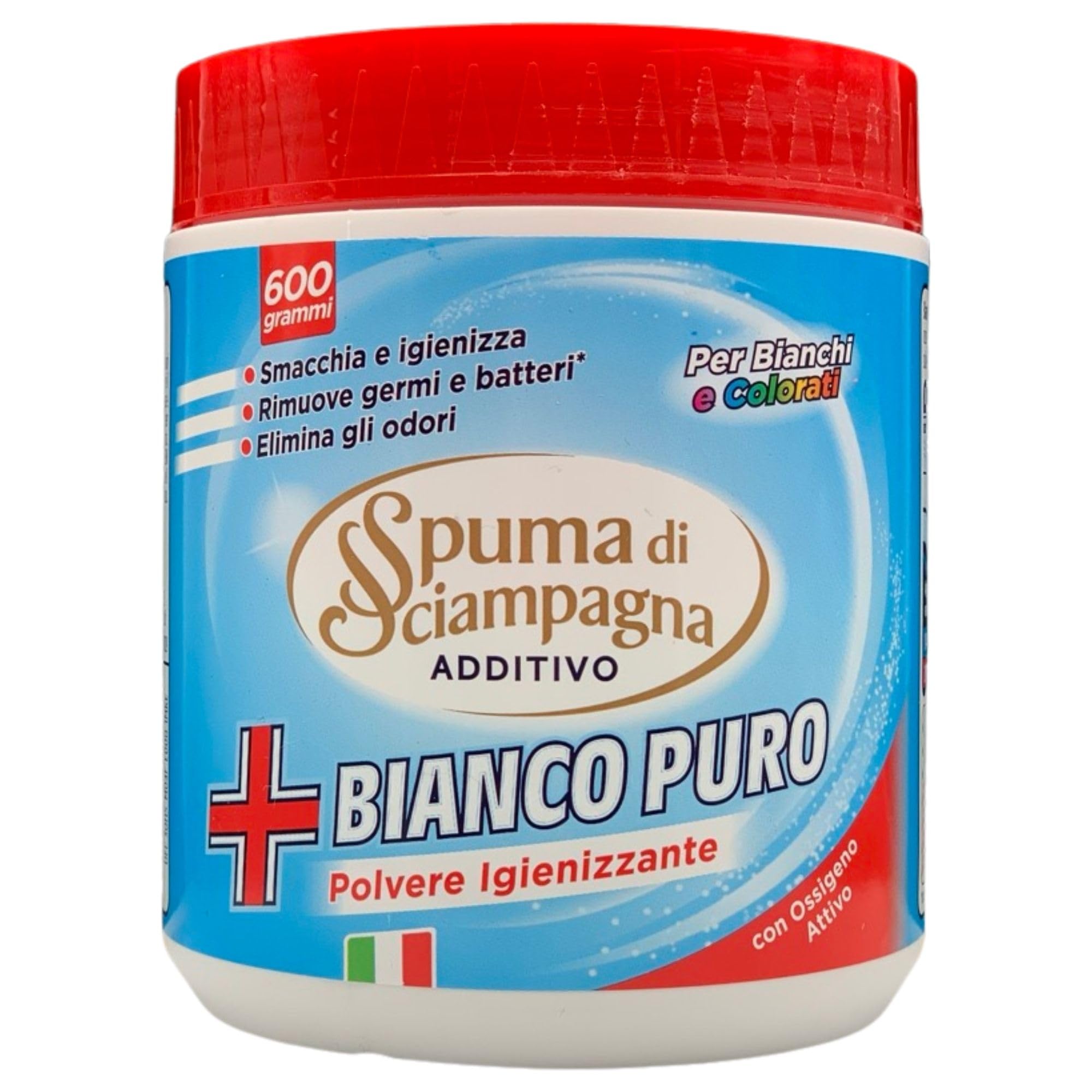 Detergente In Polvere Smacchiatore Additivo BIANCO PURO Igienizzante, Con Ossigeno Attivo. Per Bianchi e Colorati, Elimina Gli Odori 600g (4 Barattoli)