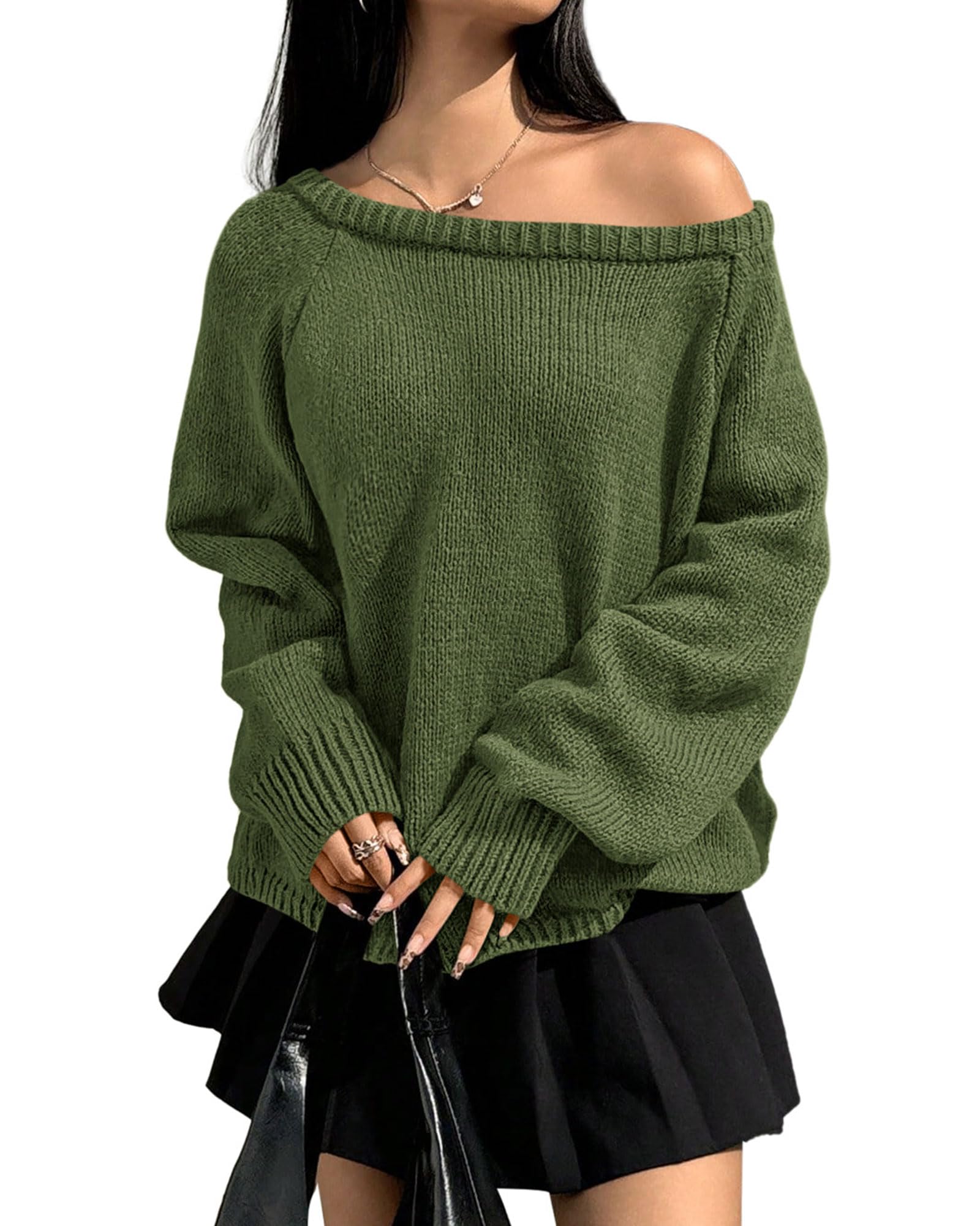 ZENLONR Womens Off The Shoulder Sweater