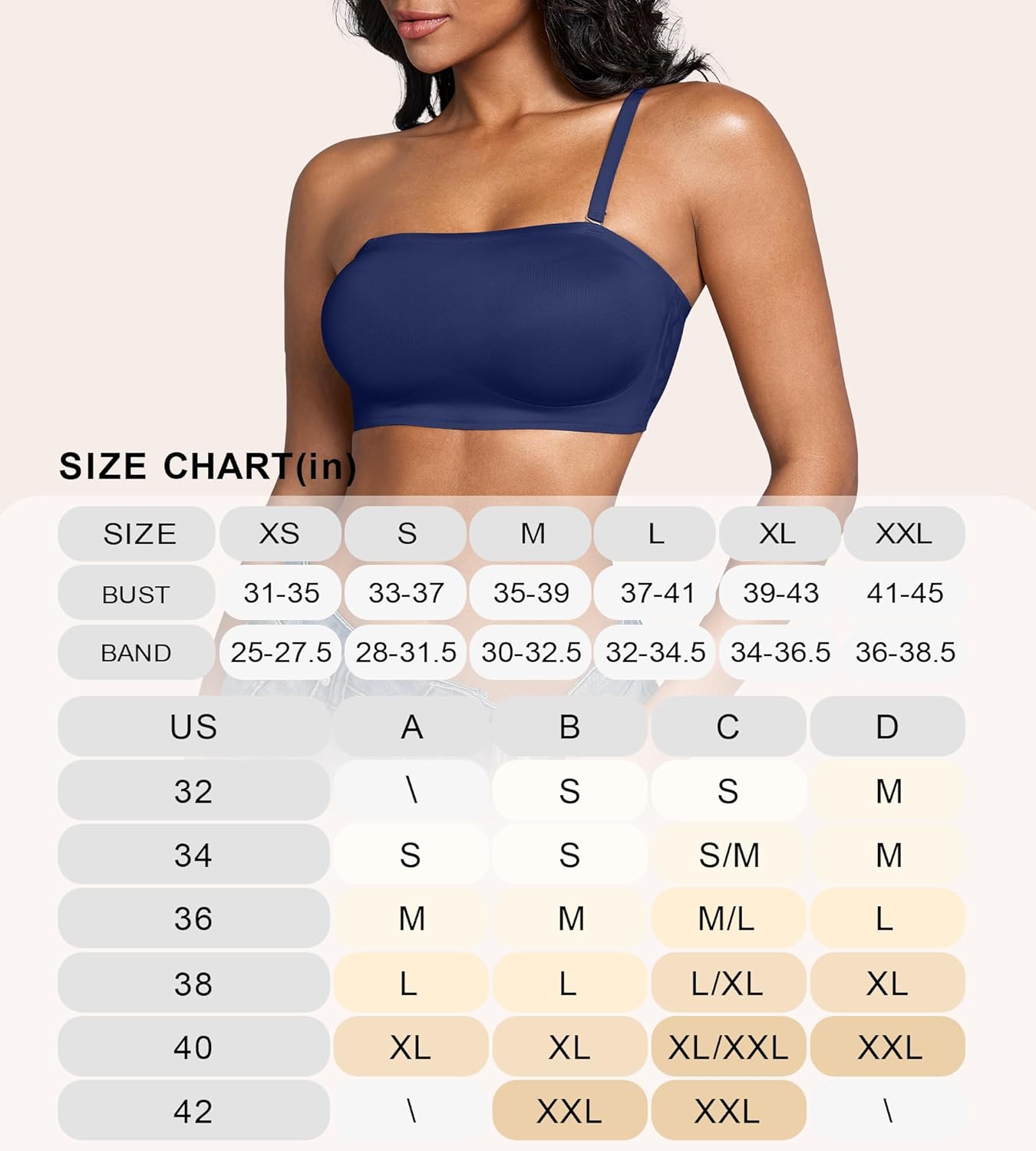DEANGELMON Strapless Bras for Women Non-Slip Silicone Bandeau Seamless Tube Top Bralette Comfy Non Padded Stretchy Stylish