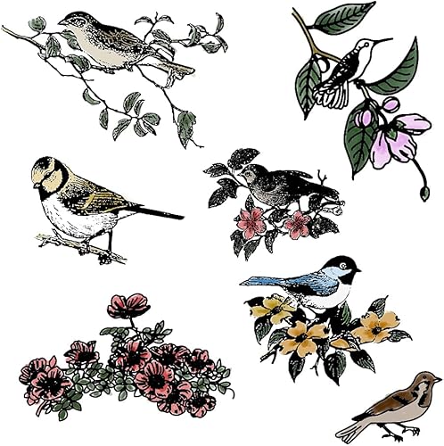 Miniatura 8 de Sellos transparentes de flores de primavera para hacer tarjetas, palabras de pájaros, fondo de goma transparente, sellos de silicona transparente