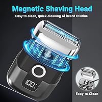 Vista 4 de Electric Foil Shavers for Men: Mini Electric Razor, Foil Shaver for Face, IPX7 Waterproof Wet Dry Cordless Razor with 3 Floating Blades, LED Display