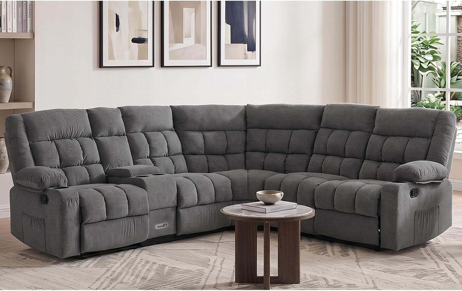 Vonilli L-Shaped Recliner Sectional Sofa Review: Manual 6-Seater with Storage Console