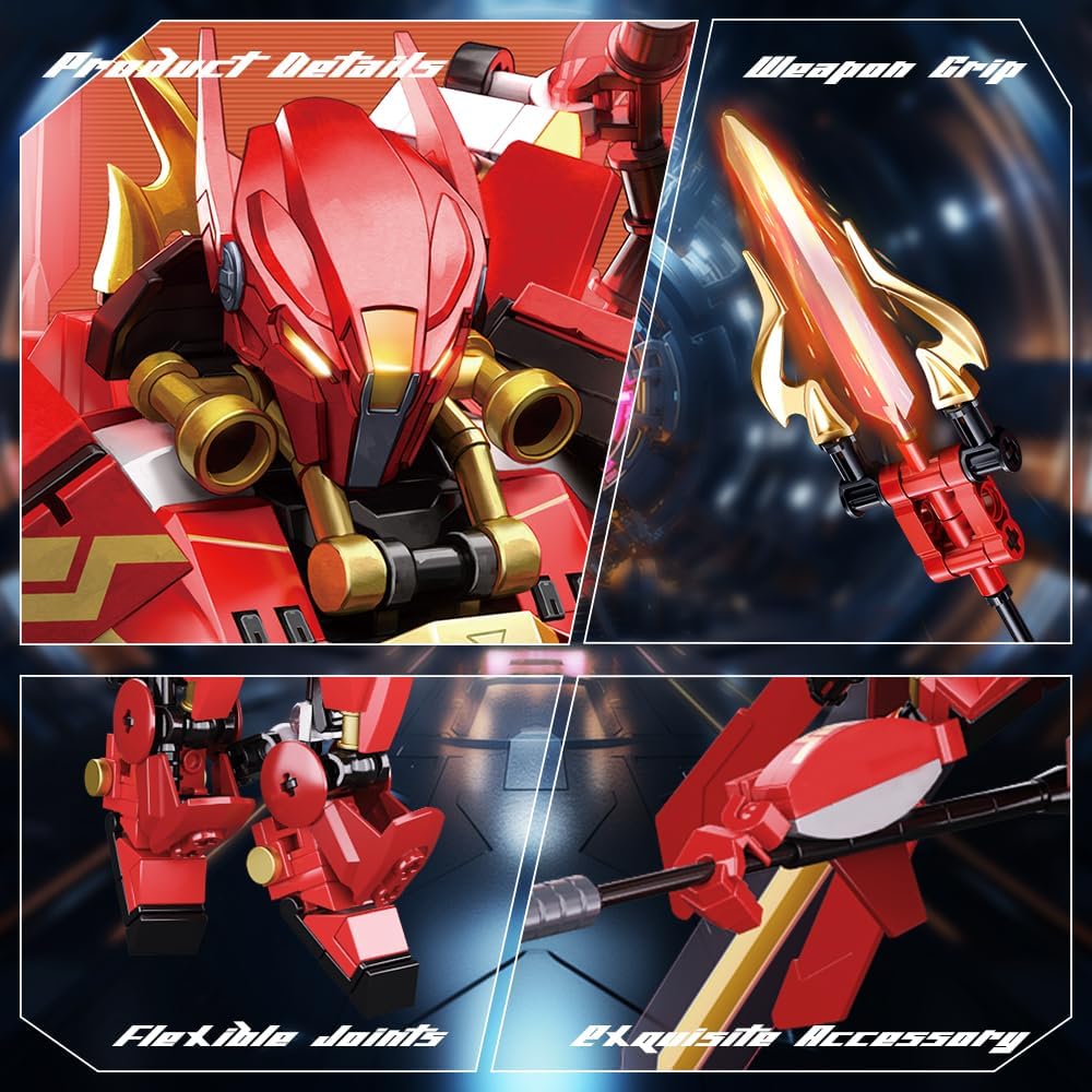 Mech Building Set, Samurai Mecha Warriors Building Kit, Creative Collectible Toy for Adults Man Teens Boys 8+, Compatible with Lego Mech Set, 511 PCS