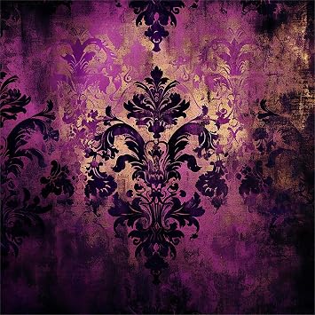 MuralPeel Purple Yellow Black Damask Flower Vintage Peel and Stick Wallpaper Self Adhesive Removable Easy Peel Off Stick on Wall Paper for Bedroom Cabinet Renter