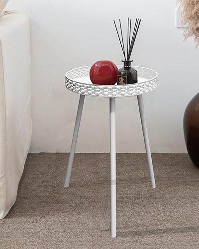 Miniatura 3 de Mesa auxiliar para sala de estar pequeña mesa auxiliar redonda para mujeres - Blanco