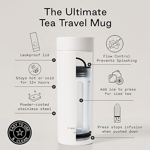 Miniatura 4 de Firebelly Tea, Taza infusor de té de viaje con colador, vaso aislado para té o café de hojas sueltas, botella a prueba de fugas para bebidas