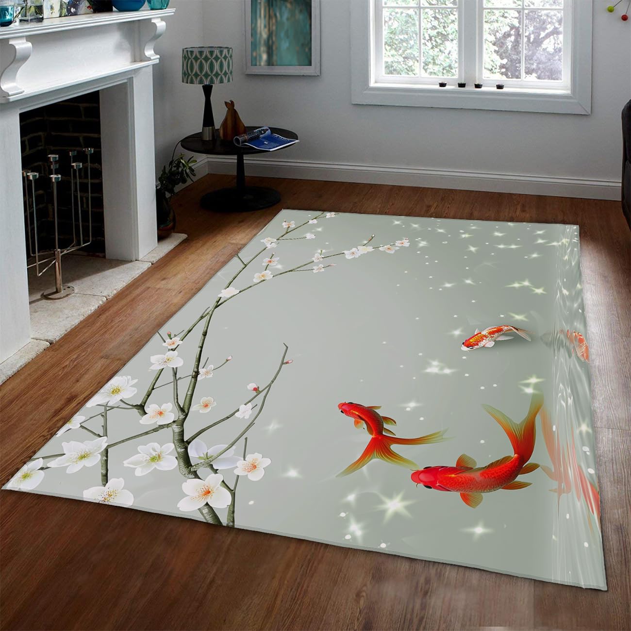 Tapis zen koi pour salon et chambre à coucher ambiance japonaise