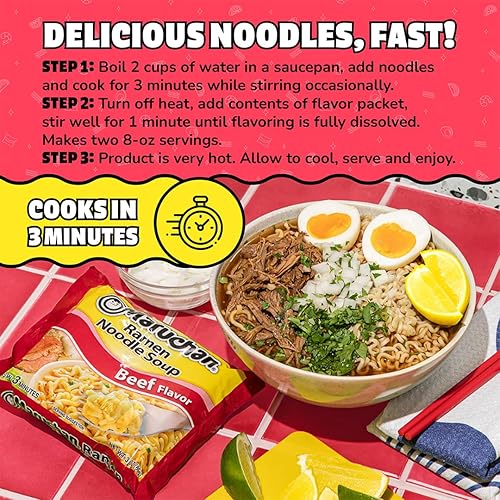 Miniatura 6 de Maruchan Ramen Fideos instantáneos sabor a carne de res, comidas listas para comer, 3 oz, 24