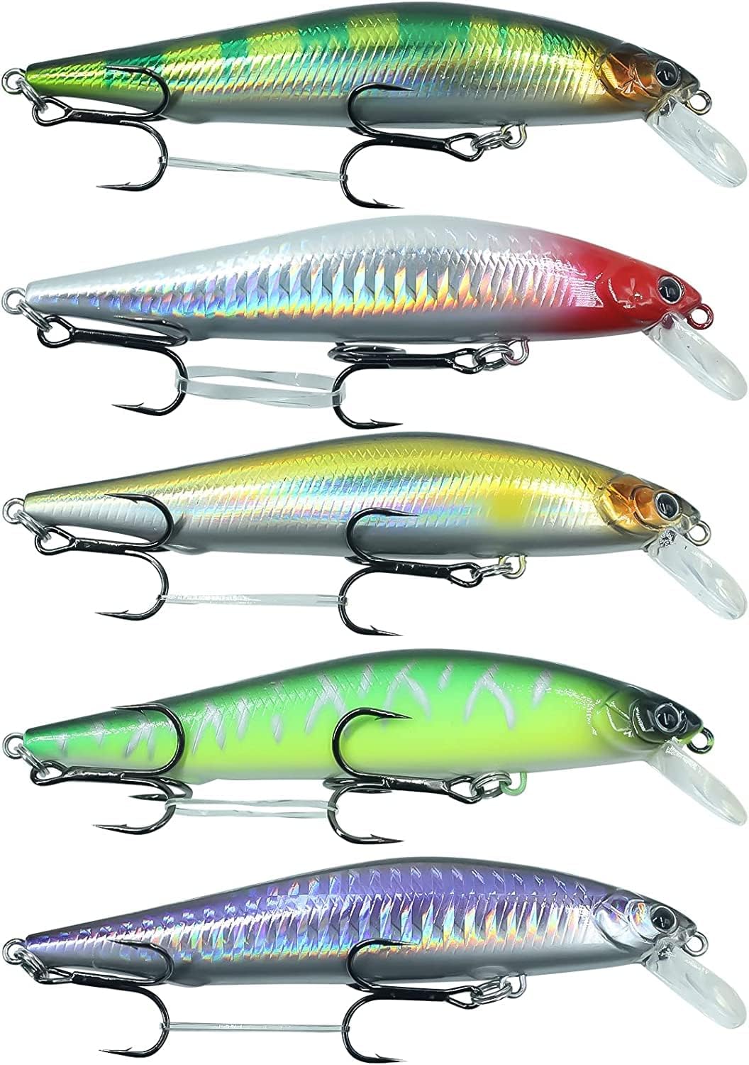 OneNine Fishing Lures for Bass, 5pcs Topwater Bass Lures Slow Sinking Bionic Swimming Lures, Swimbait Hard Baits Crankbait Lifelike Fishing Lures Kit for Freshwater Saltwater Fishing