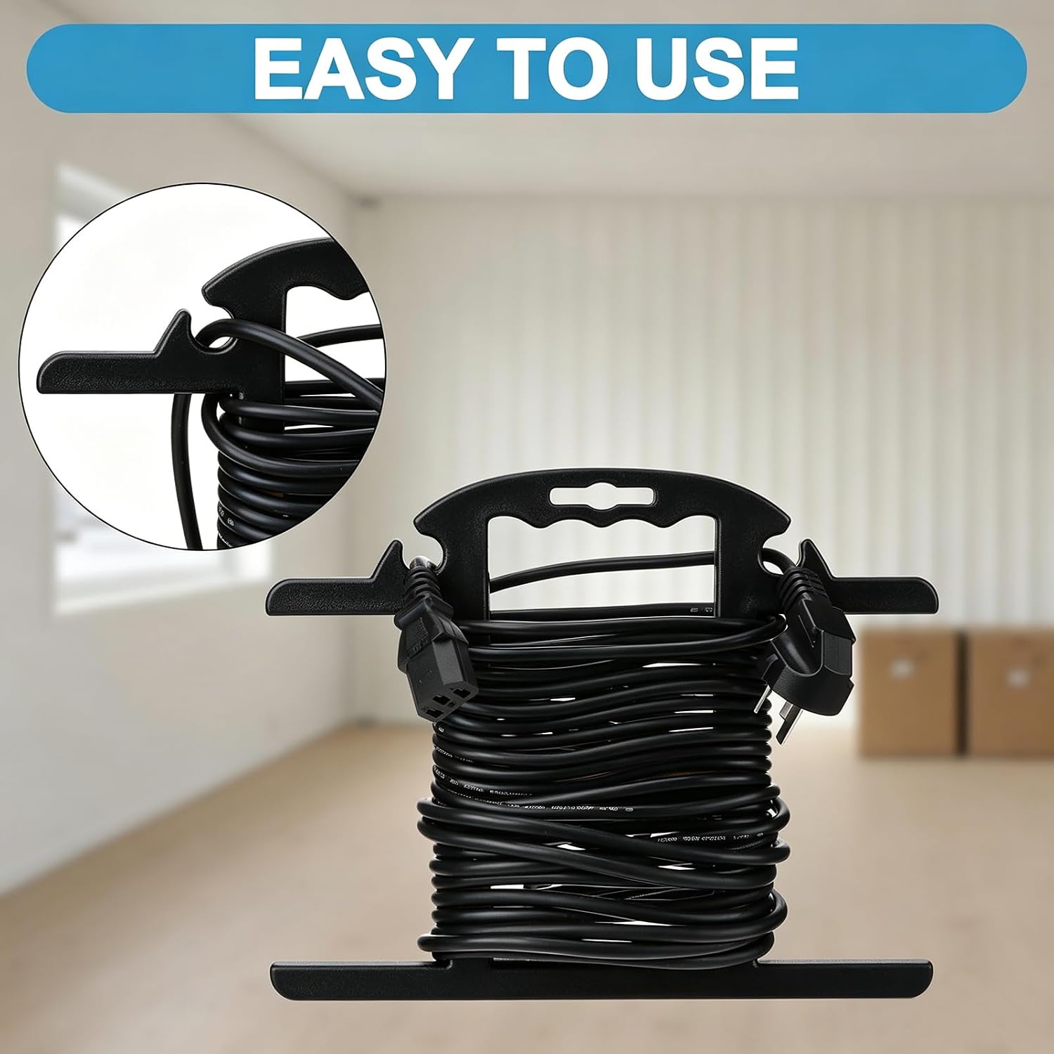 4Pcs ABS Heavy Duty Extension Cord Storage Reel Christmas Light Storage Holder Portable 100ft Cord Organizer Black H-shape Wrap-Holds Extension Spools Cord Winder for Indoor & Outdoor