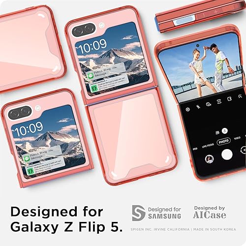 Miniatura 3 de AICase Funda para Samsung Galaxy Z Flip 5 5G 2023, transparente, de lujo, chapado de policarbonato duro, funda delgada transparente, funda