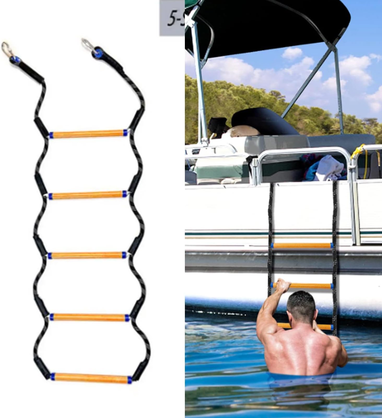 Échelle Bateau Télescopique 4 Marches – Acier Inoxydable 316, Antidérapante, 200 Kg, Pliable