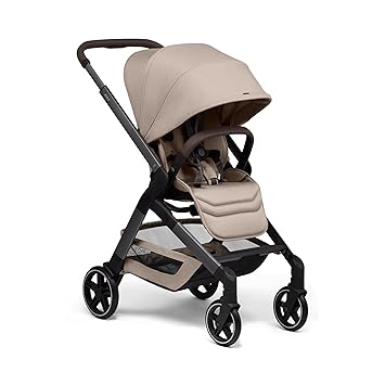 Joolz Hub2 Compact Stroller with Reversible Seat, Sandy Taupe | Car seat compatible stroller with one-hand fold, all-terrain wheels, XL basket, UPF 50+ canopy and newborn-ready recline.