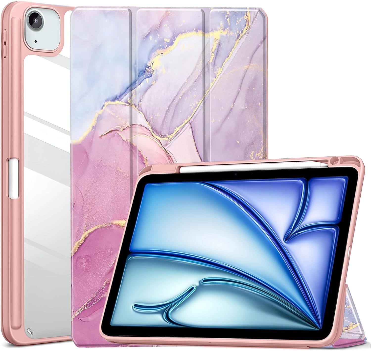 ProElite Case Cover for Apple iPad Air 13 inch 2024 M2 Cover, Transparent Smart Flip Cover for iPad Air 13 inch M2 2024 with Pencil Holder, Marble Pink (B0D6GHF4PX) Amazon Price History, Amazon Price Tracker