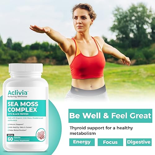 Miniatura 8 de Cápsulas orgánicas de musgo marino irlandés con vejiga y raíz de bardana - Suplemento de musgo marino de 102 minerales - Apoyo a la tiroides,