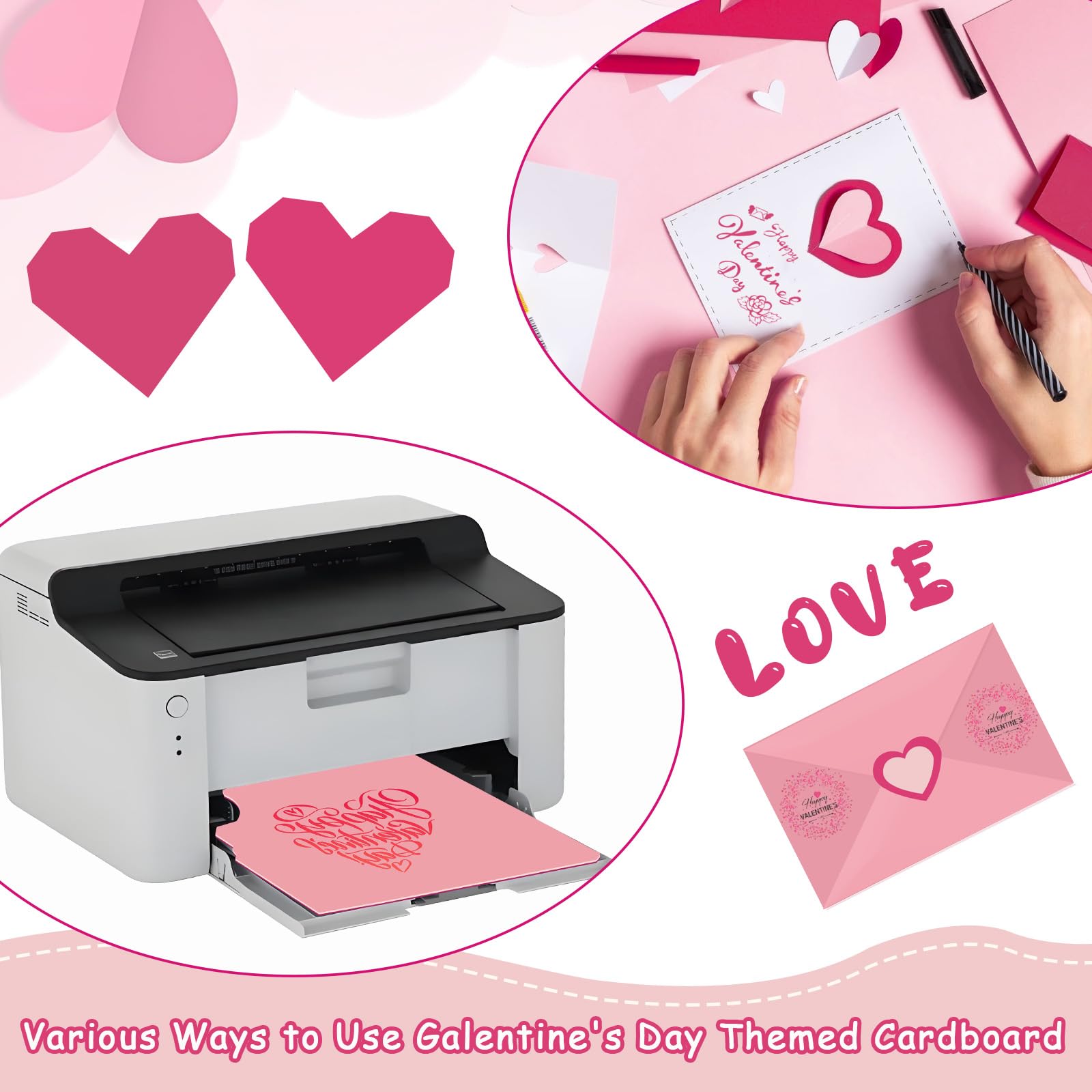 JULBEAR 30 hojas de papel de cartulina rosa, 8.5 x 11 pulgadas, papel grueso para niños, álbumes de recortes, escuela, oficina, impresión del día de Galentine, manualidades, tarjetas de invitación,