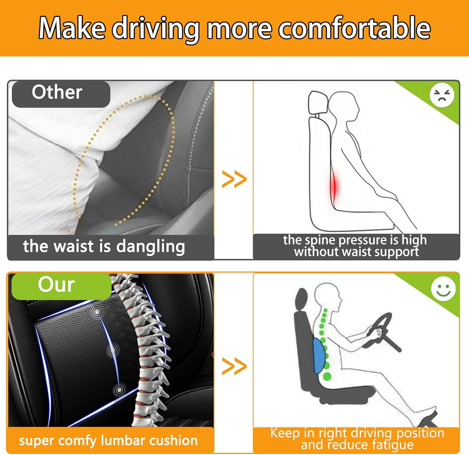 Front Car Seat Covers Fit for 2007-2022 Ford Mustang Premium Faux Leather Car Seat Cusion with Lumbar Support (2 Seat, Black)