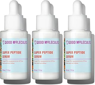 Good Molecules Super Peptide Serum Pack 3 – 1 fl oz / 30 ml Each | Lightweight Facial Serum with Peptides & Copper Tripeptides, Water-Based Skincare