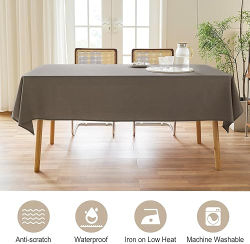 Miniatura 4 de Mantel texturizado rectangular de 52 x 170 pulgadas, resistente al agua, a prueba de derrames, lavable, tela sin arrugas, cubierta de mesa de