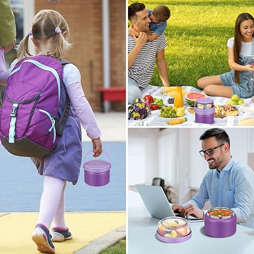 Miniatura 8 de Tarro de comida 2 en 1 con doble aislamiento térmico de sopa de 8 onzas con contenedor de aperitivos, termo para niños para comida caliente,