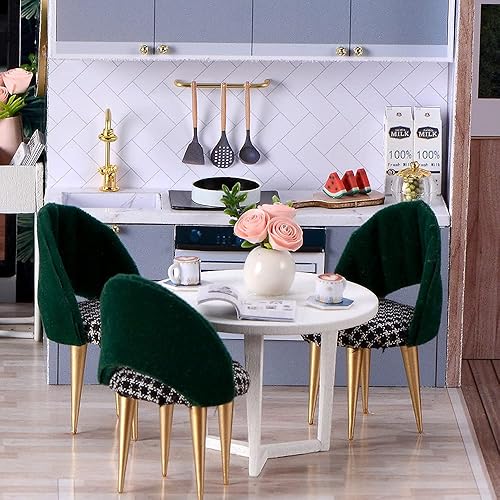 Miniatura 3 de Cutebee - Casa de muñecas en miniatura con muebles, kit de casa de muñecas de madera DIY (hazlo tú mismo), a prueba de polvo, con música, se mueve,