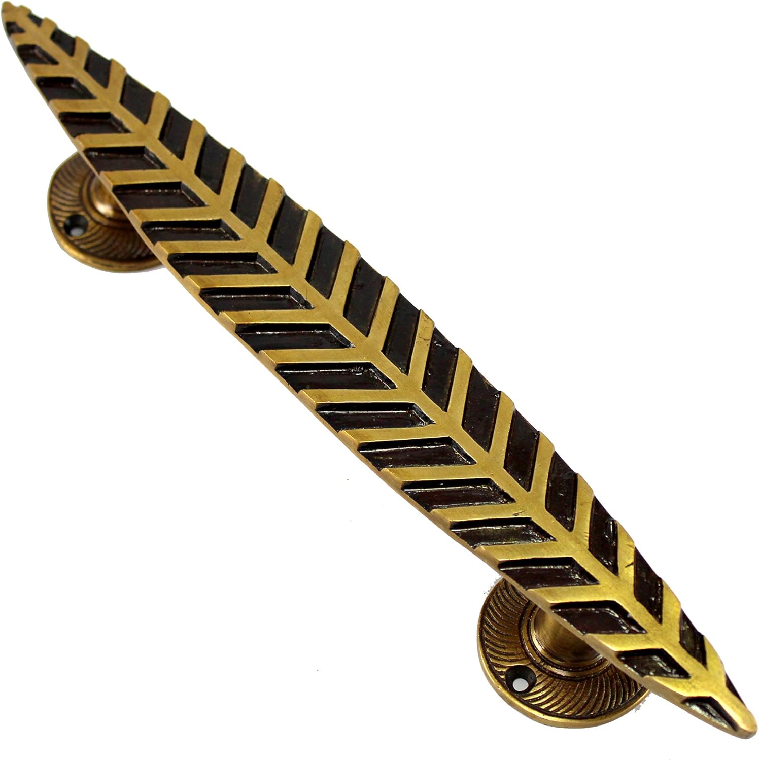 Size 1.75x 1.6 x 12 eSplanade Brass Designer Handle | Home Decor | Door Decor | Brass Door Pulls (Leaf)