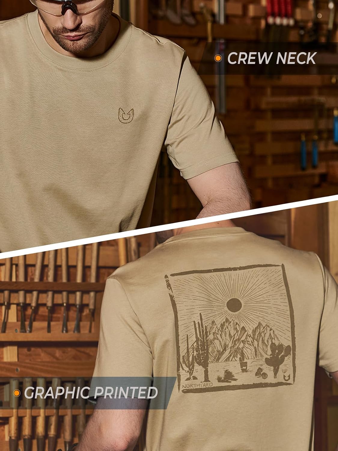 NORTHYARD Men's Graphic T-Shirt – Soft Cotton Crewneck Short Sleeve Tee, Relaxed Fit Casual Summer Shirts for Work Outdoor