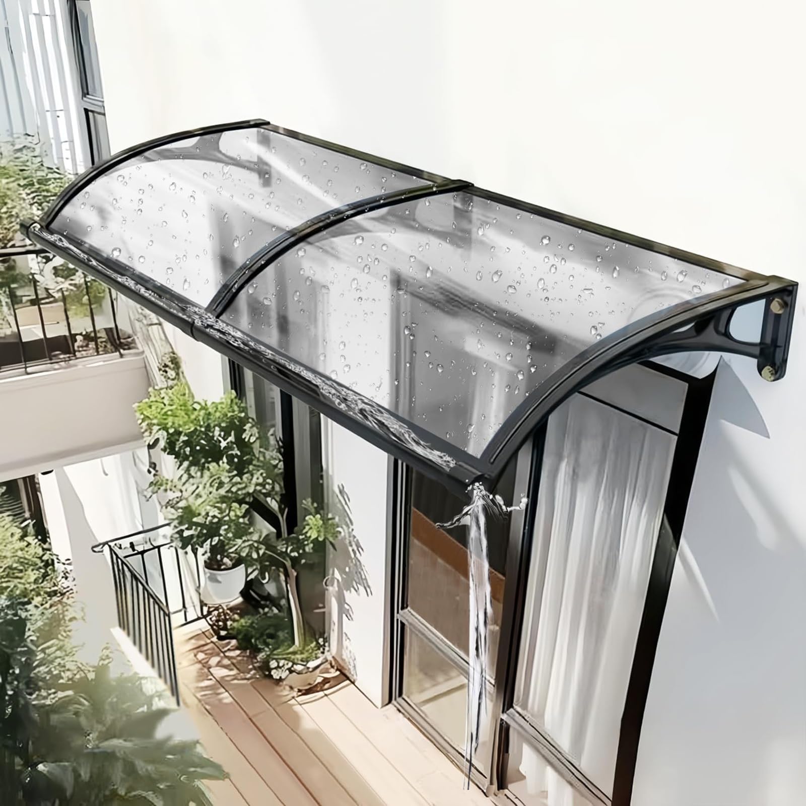 LWJSOCP Exterior Door ning - Polycarte Rain & ow Canopy for Front Door Patio & Deck - C Cover with Draina 120x420cm/47.2x165in
