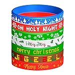 FEPITO 42 Pieces Christmas Silicone Wristbands Rubber Band Bracelets for Christmas Party Decoration Supplies 7 Merry Xmas Style
