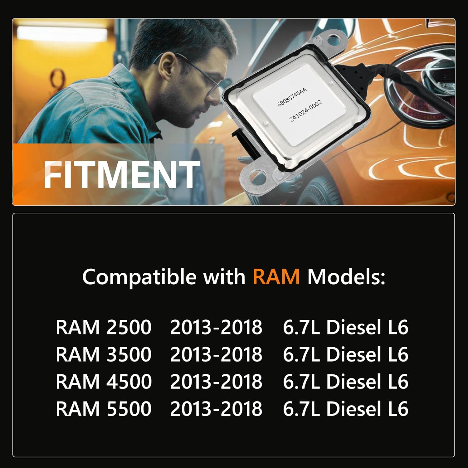 NOx Sensor Upstream & Downstream - Compatible with Dodge Ram 2500/3500/4500/5500 2013-2018 for 6.7L Cummins Diesel