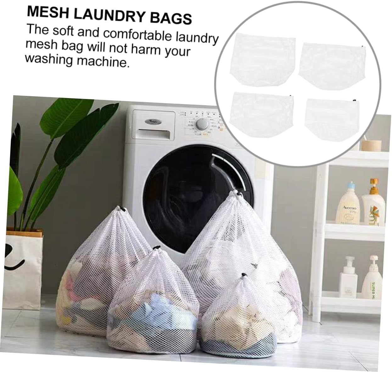 2sets Large Laundry Bags with Drawstring Mesh Wash Bags for Travel Camping Protects Shirts Sweaters Towels Premium Storage 4pcs*2