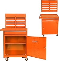 Vista 16 de Armario desmontable para herramientas rodante, 6 cajones y 2 gabinetes, organizador de caja de herramientas extraíble con 4 ruedas