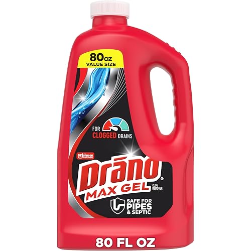 Drano Max Gel Drain Clog Remover & Cleaner, Safe for All Pipes/Septic, 80oz