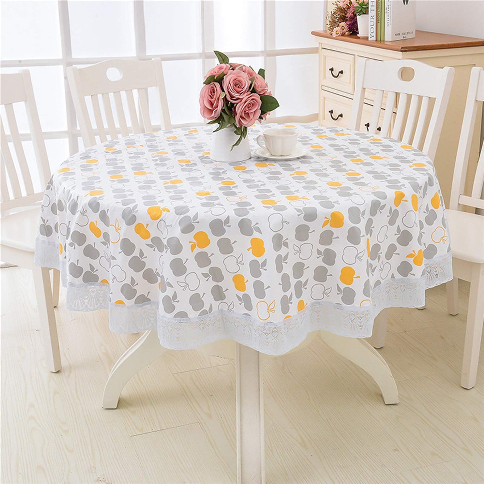 Nappe ronde pastorale fleurie 180cm plastique PVC cuisine imperméable